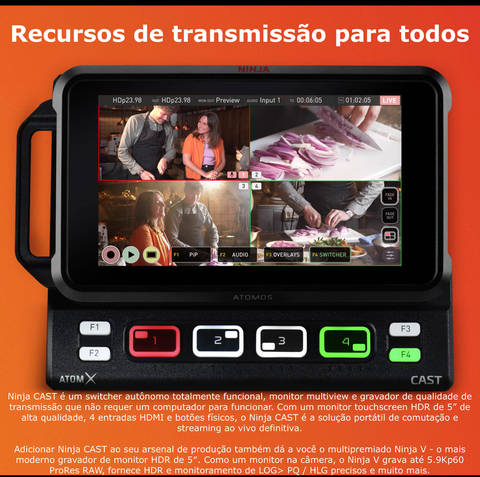 Atomos Ninja V+ 5.2" 8K HDMI H.265 Raw Recording Monitor + AtomX Cast - Loja do Jangão - InterBros