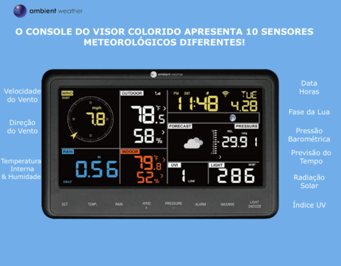 Ambient Weather Estação Metereológica Ultrassônica WiFi | Sensor de Raios e Tempestades | Sensor de Umidade do Solo | Sensor de Piscina | Compatível com Alexa e Google | Internet Conectada en internet