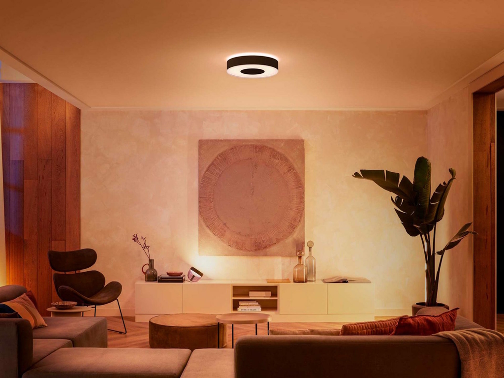 Philips Hue White & Color Ambiance Infuse l Smart Ceiling Medium l Luminária Plafon de Teto Inteligente Médio l WiFi e Bluetooth l Alto Fluxo Luminoso 2.350 lumen l LED Integrado l Compatível com Alexa, Apple Homekit & Google Assistant l Funciona com Bluetooth e/ou com a Hue Bridge - Loja do Jangão - InterBros