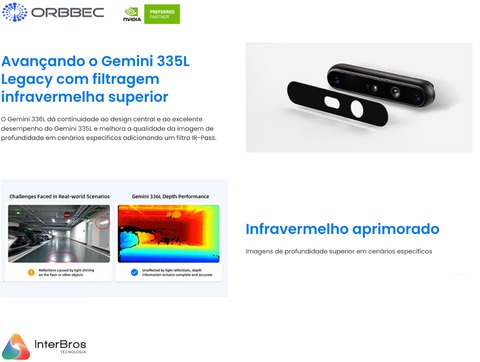 Orbbec GEMINI 336L , Sterero Depth Camera , IP65 , RGB Vision Integrated with NVIDIA Isaac Robotics Platform - loja online