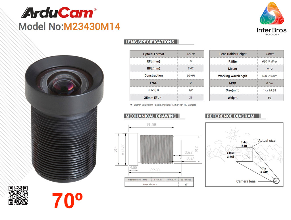 Arducam M12 Lens Kit 6 for Raspberry Pi High Quality IMX477 Camera, Fisheye , Wide Angle , Telephoto M12 Camera Lenses with Lens Adapter LK003 - comprar online