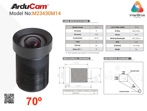 Arducam M12 Lens Kit 6 for Raspberry Pi High Quality IMX477 Camera, Fisheye , Wide Angle , Telephoto M12 Camera Lenses with Lens Adapter LK003 - comprar online