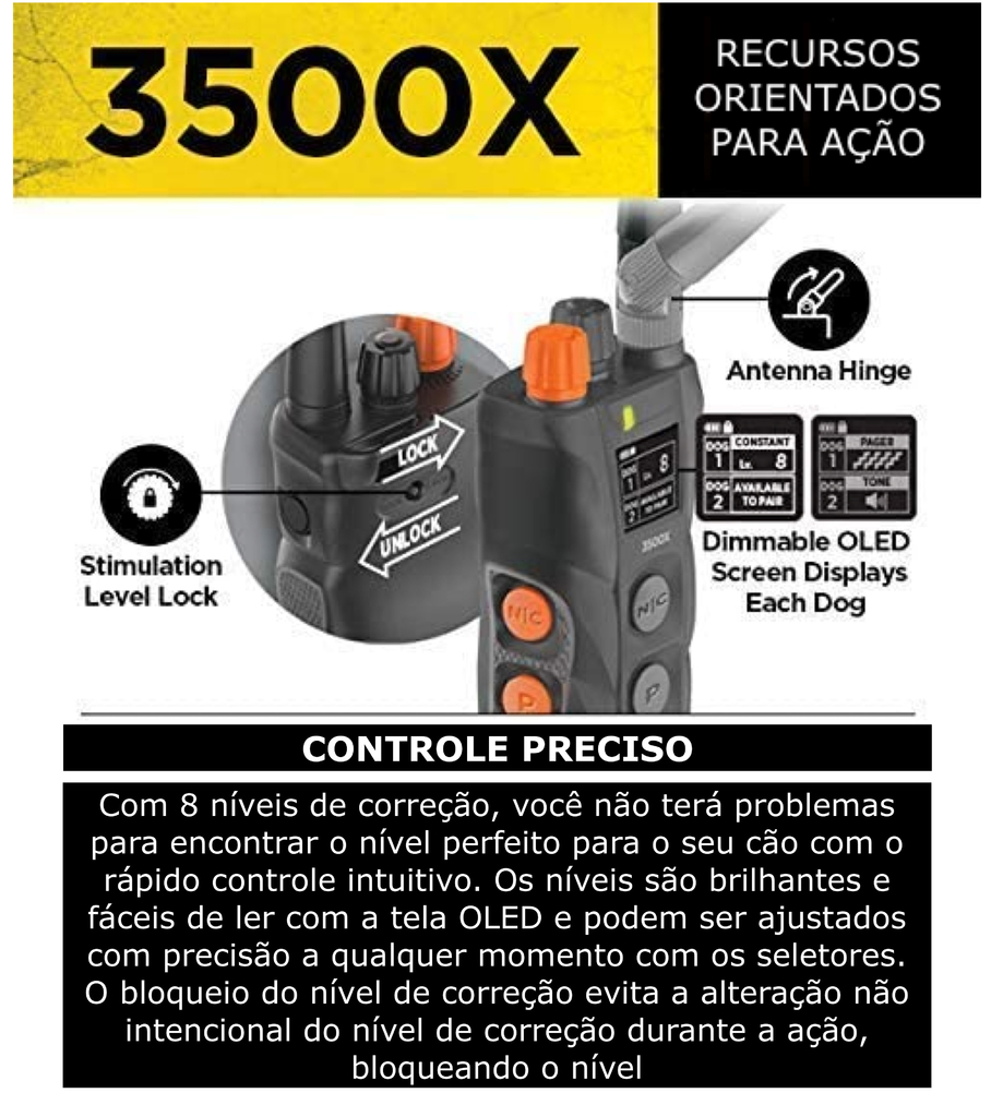 Dogtra 3500X com Case de Transporte | Expansível para até 2 Cães | Projetada para Profissionais e Tutores de Nível Avançado | Treinamento para Competição | Treinamento para Caça | Treinamento para Operação Tática de k-9 | Alcance de 2,4 Kms | IPX9K A Prova D' Água - Loja do Jangão - InterBros