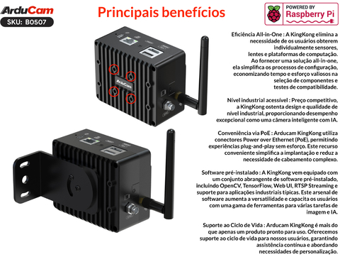 Arducam KingKong, All-in-one Raspberry Pi CM4 AI Camera Kit , B0507 - Loja do Jangão - InterBros