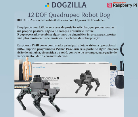 Imagem do Yahboom 12DOF ROS2 Robot Dog DOGZILLA S2 , AI Vision, Support Lidar Mapping Navigation for Raspberry Pi 4B(Ubuntu 20.04+ROS2)