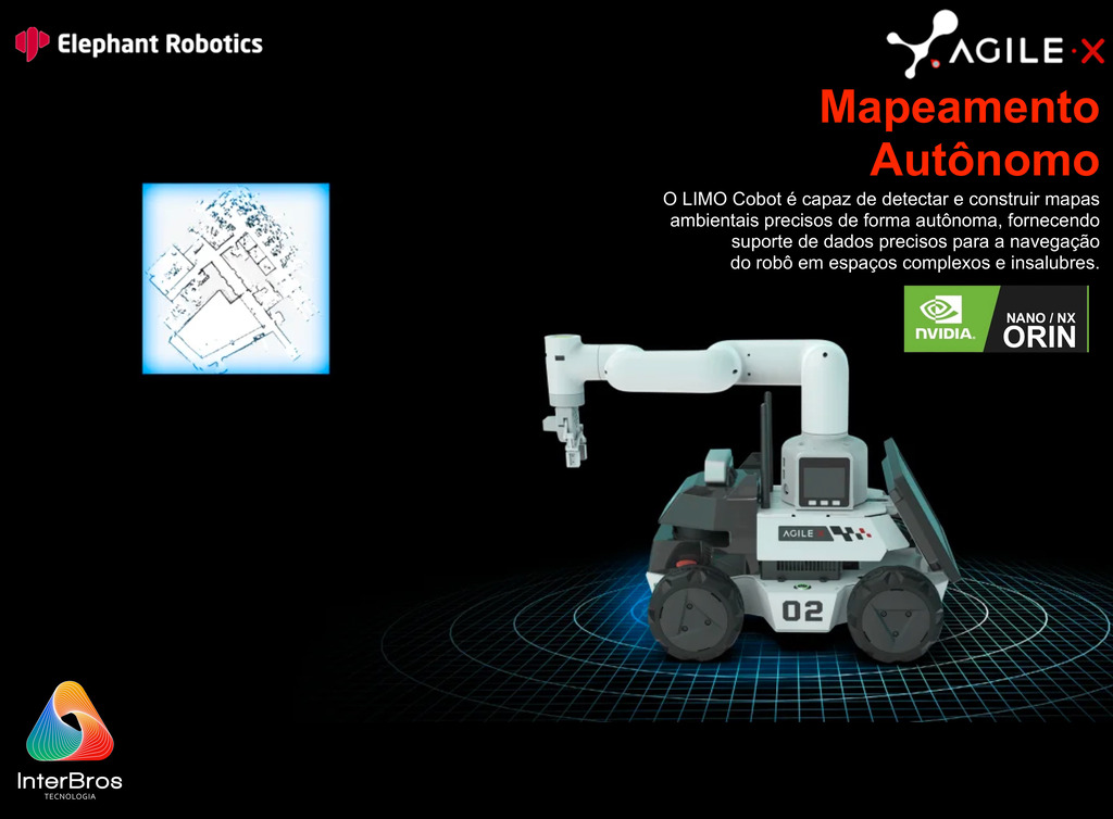 Elephant Robotics LIMO COBOT , Autonomous 4X4 Mobile Robot , Composto Autônomo com Braço Robótico , Artificial Intelligence , Educacional , Pesquisa , Competição , +12 anos - loja online