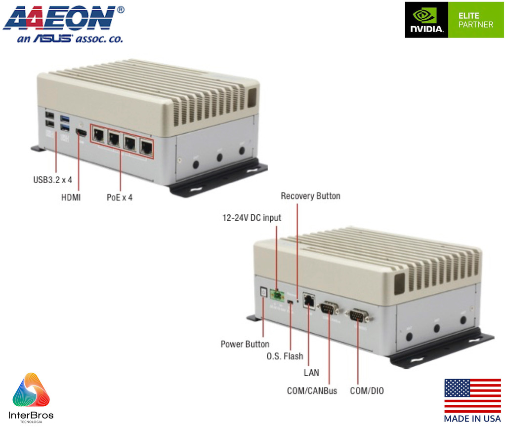 AAEON ASUS BOXER-8653AI , Computador Industrial , NVIDIA® Jetson Orin(TM) NX 8GB - Loja do Jangão - InterBros