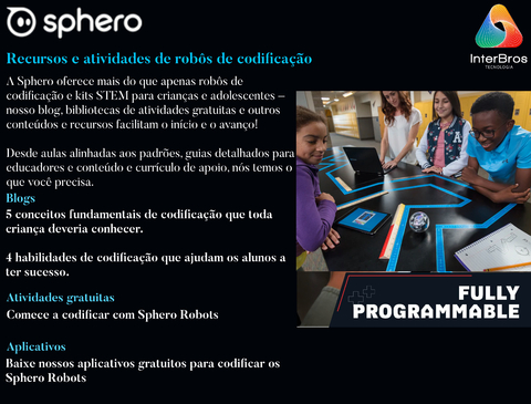 Sphero BOLT: Robot Ball habilitado para aplicativo com sensores programáveis + matriz de LED, infravermelho e bússola - Brinquedo educacional STEM para crianças - Aprenda JavaScript, Scratch e Swift - Loja do Jangão - InterBros