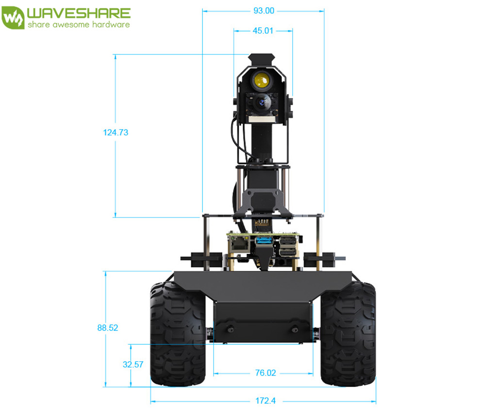 WaveShare RaspRover Open-source 4WD AI Robot, Dual controllers, All-metal Body, Computer Vision, Raspberry Pi 5 - Loja do Jangão - InterBros