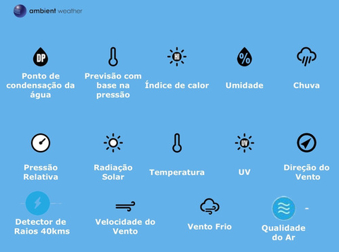 Image of Ambient Weather Estação Metereológica Ultrassônica Professional WiFi | Detector de Raios e Tempestades | Sensor de Qualidade Do Ar | Compatível com Alexa e Google | Internet Conectada