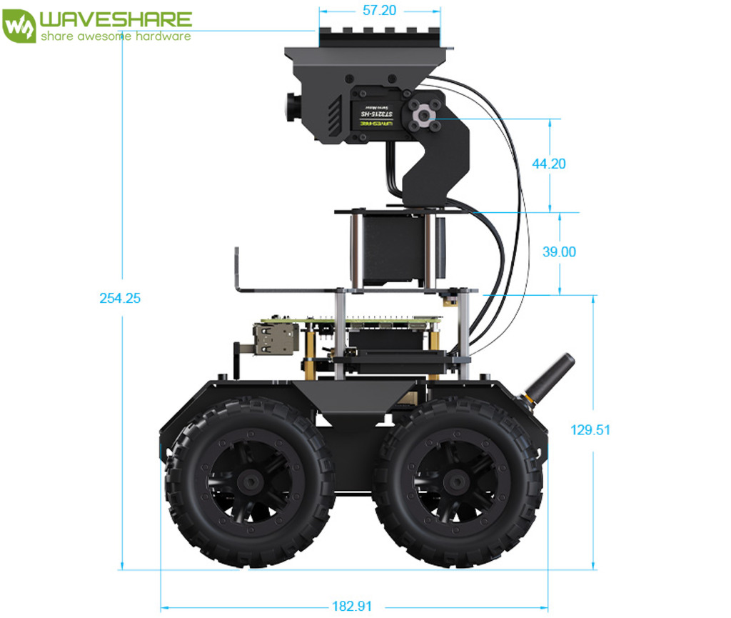 WaveShare RaspRover Open-source 4WD AI Robot, Dual controllers, All-metal Body, Computer Vision, Raspberry Pi 5 - loja online