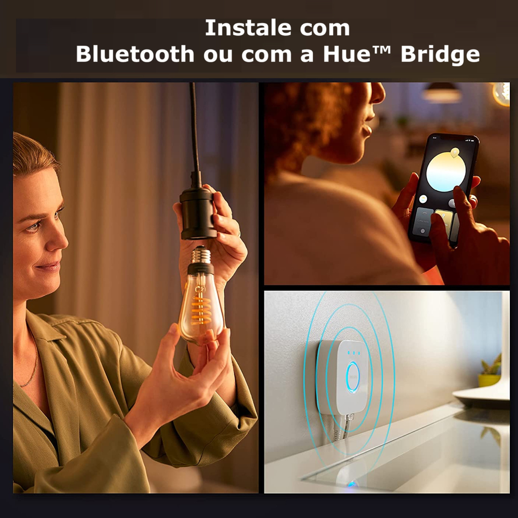 Imagem do Philips Hue White Ambiance Dimmable Smart Filament l Estilo Edison ST23 l Lâmpada LED de Filamento Vintage l 2ª Geração l Mais Brilhantes l Branco Quente a Branco Frio | Compatível com Alexa, Apple Homekit & Google Assistant | Funciona com Bluetooth e/ou com a Hue Bridge