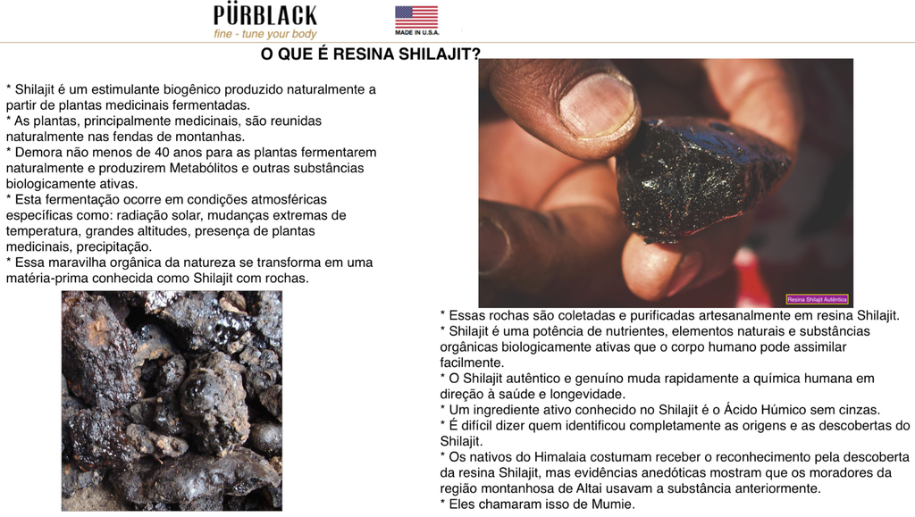 Pürblack Shilajit l Genuíno l Live Resin l Puro Ouro l Shilajit de 5ª Geração de Alta Eficácia l Suplemento Vitamínico Natural l Estimulante Biogênico l 30 gramas - online store