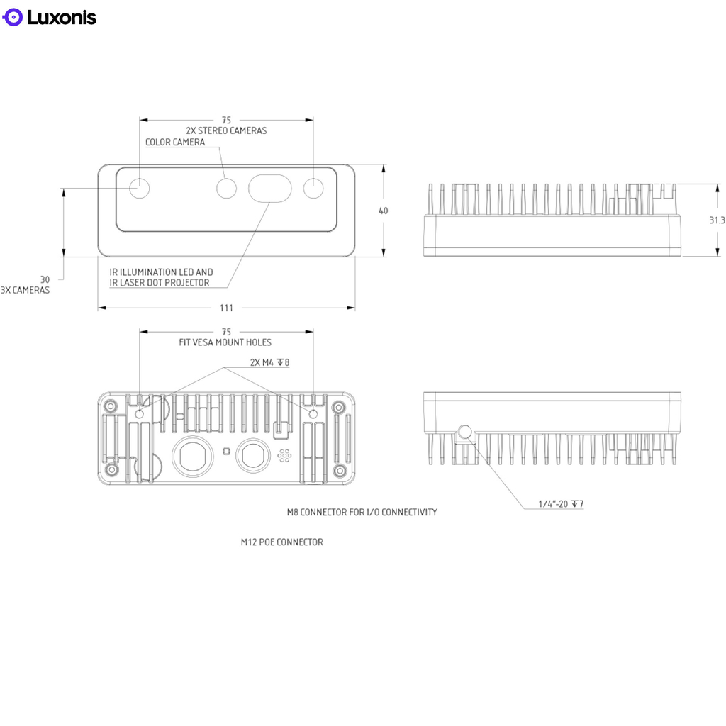 Luxonis OAK-D Pro PoE Camera Depth Stereo 3D Fixed Focus Sensor OV9782 - Loja do Jangão - InterBros