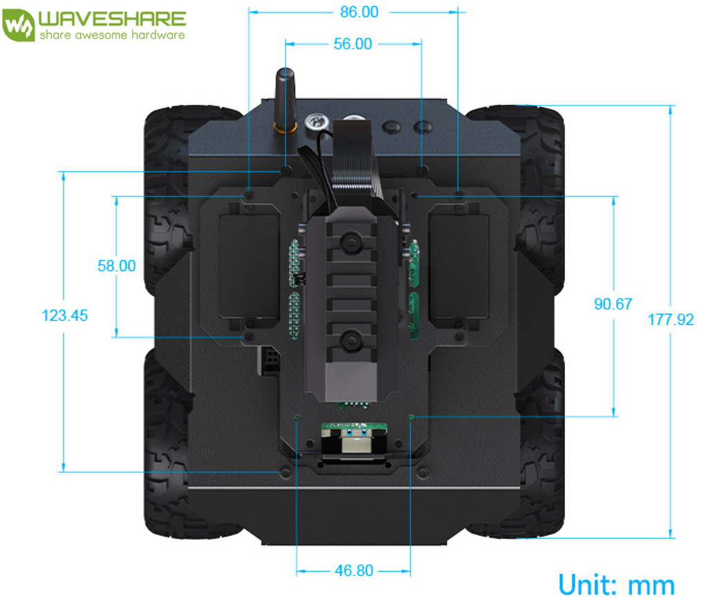 Image of WaveShare RaspRover Open-source 4WD AI Robot, Dual controllers, All-metal Body, Computer Vision, Raspberry Pi 5