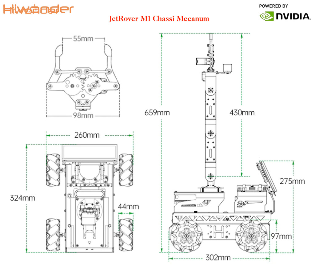 Imagen de HIWONDER JetRover ROS Robot Car Developer Kit with Vision Robotic Arm Powered by NVIDIA Jetson Nano Support SLAM Mapping/ Navigation/ Python