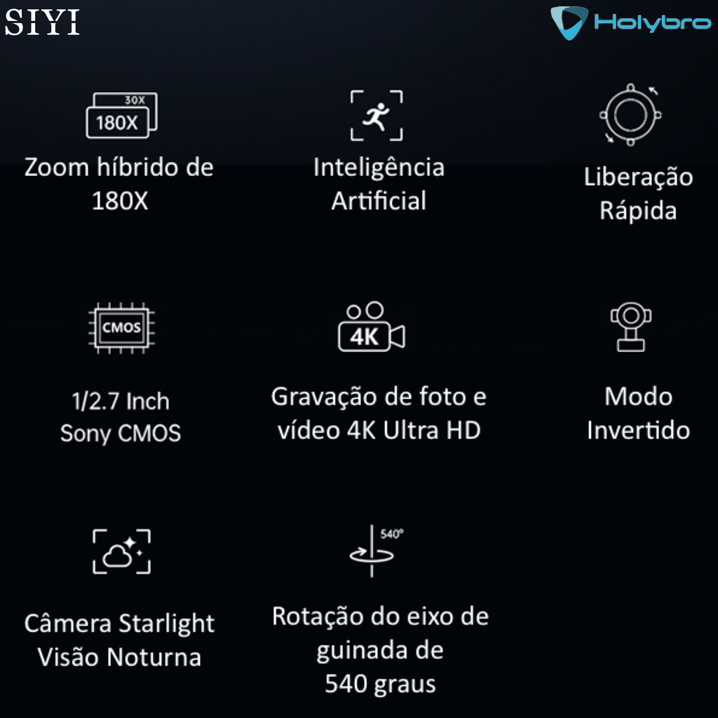 SIYI ZR30 4K 8MP Ultra HD 180X Hybrid 30X Optical Gimbal Camera + ZT30 Quick Release Anti-vibration Claw - Loja do Jangão - InterBros