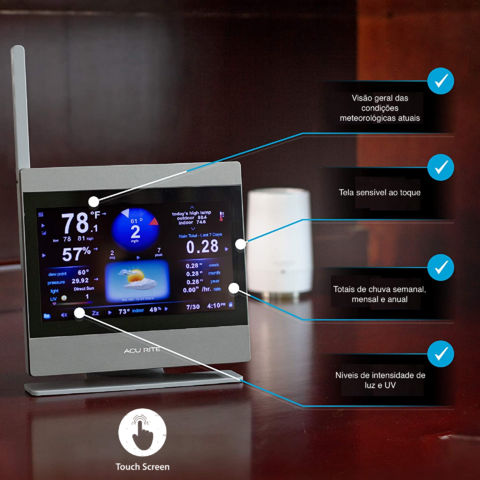 AcuRite Atlas Professional Estação Meteorológica Display TouchScreen com Sensores de Raios e Tempestades Compatível com Alexa e Google WiFi e Internet Conectada - online store