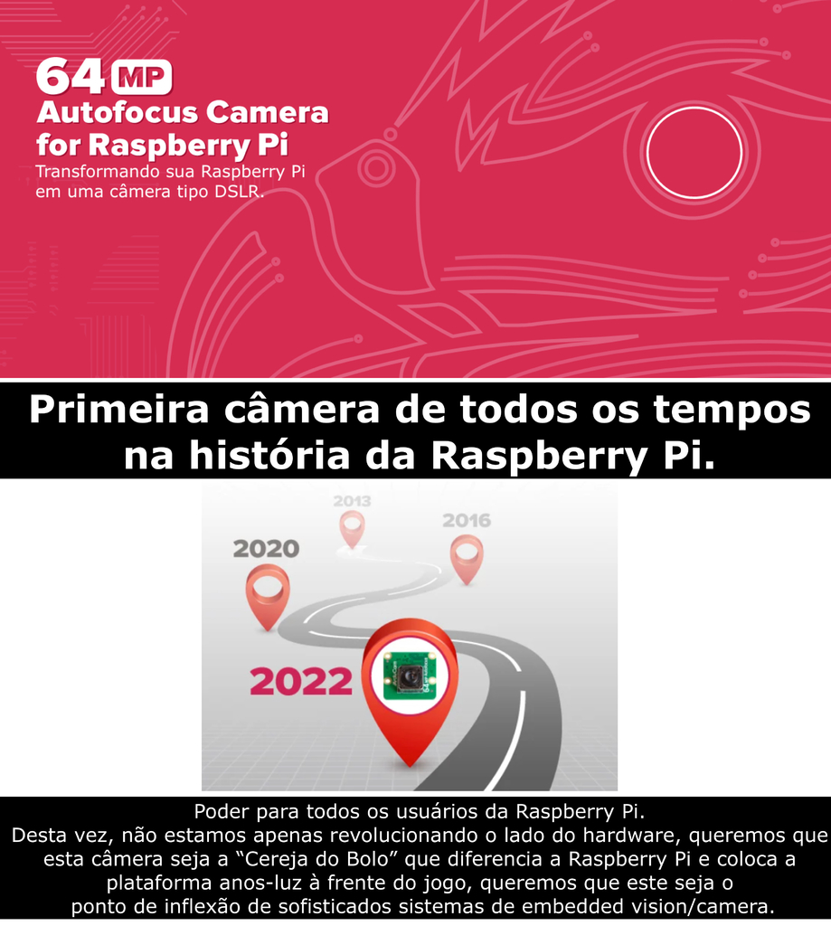Arducam 64MP Ultra High-Resolution Autofocus Camera Module for Raspberry Pi, Compatible with Raspberry Pi & Smart Phones, B0399 - Loja do Jangão - InterBros