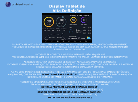 Ambient Weather WS-2000 Estação Metereológica Ultrassônica WiFi Compatível com Alexa e Google Internet Conectada - Loja do Jangão - InterBros