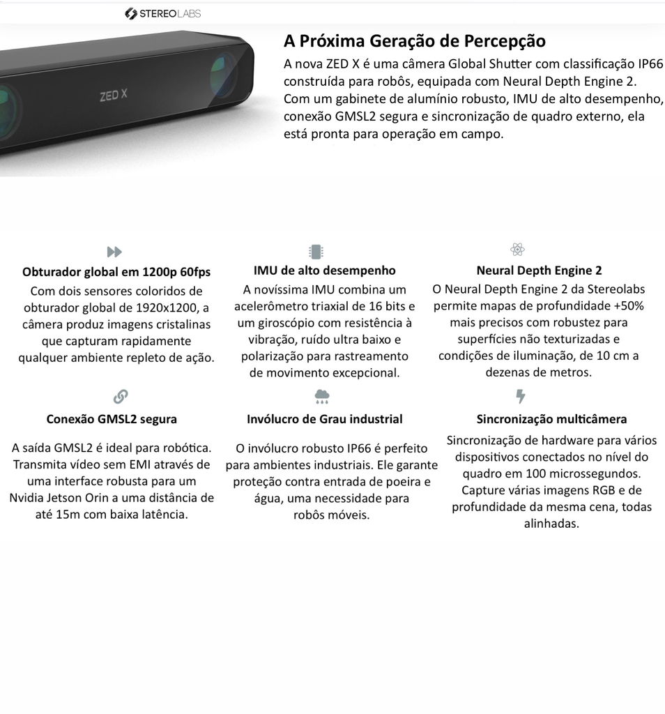 Stereolabs ZED X Mini Stereo Camera Designed for NVIDIA Jetson AGX Orin - Loja do Jangão - InterBros