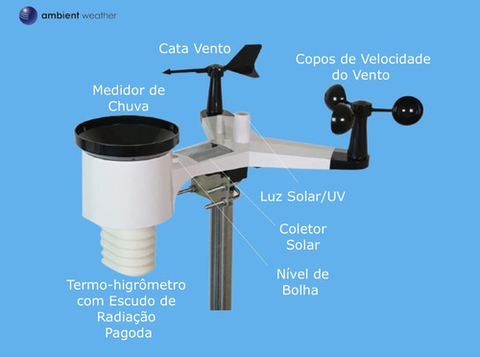 Ambient Weather WS-2902C Estação Metereológica WiFi + Sensor Detector de Raios e Tempestades + Sensor Flutuante de Piscina & Spa, Compatível com Alexa e Google