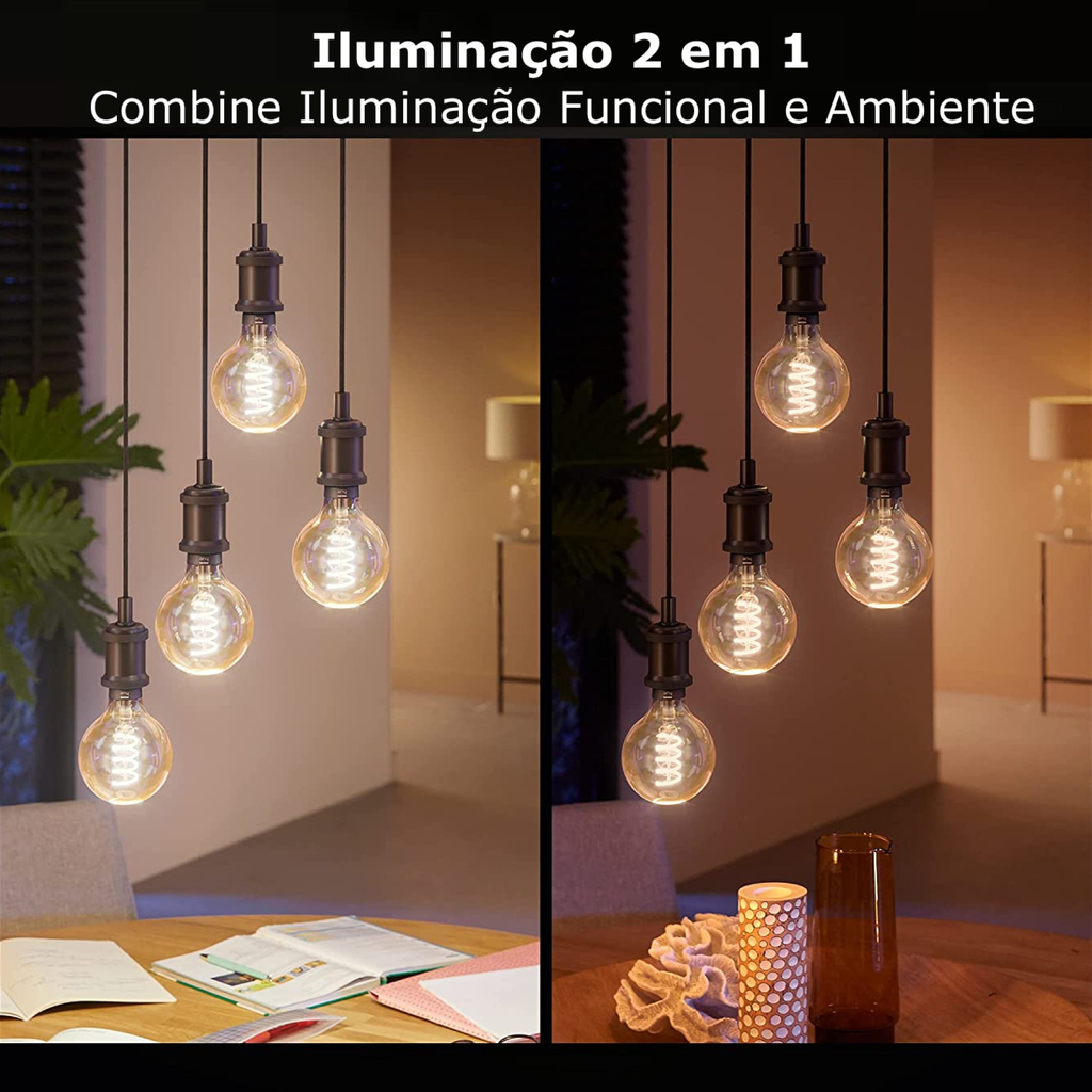 Philips Hue White Ambiance Dimmable Smart Filament l Estilo Edison ST23 l  Lâmpada LED de Filamento