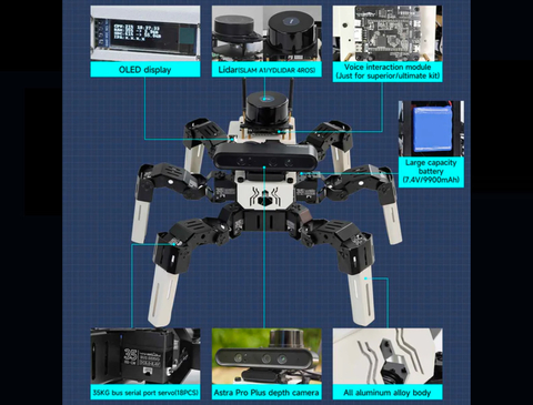 Image of Yahboom 18DOF Muto RS ROS Robotic Kit DIY Programming Development Hexapod Robot, NVIDIA Jetson NANO 4GB B01 , 945-13450-0000-000