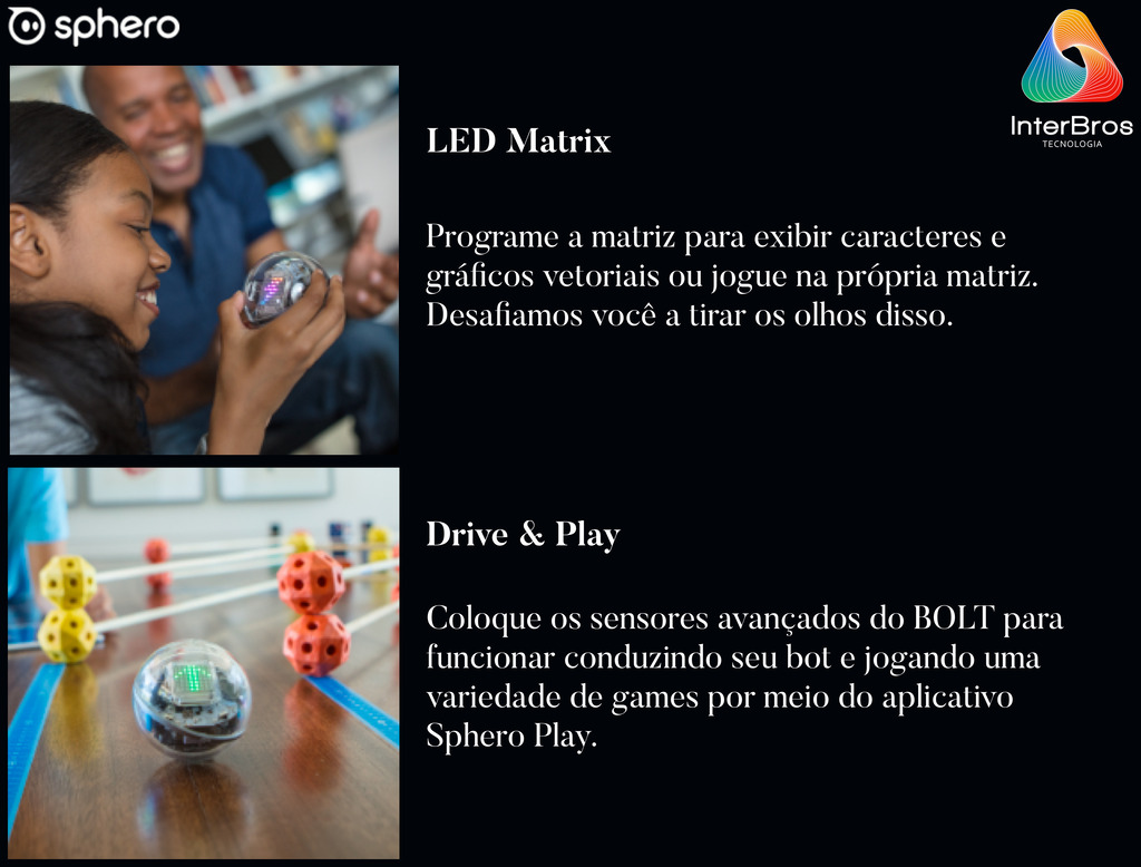 Sphero BOLT: Robot Ball habilitado para aplicativo com sensores programáveis + matriz de LED, infravermelho e bússola - Brinquedo educacional STEM para crianças - Aprenda JavaScript, Scratch e Swift - loja online