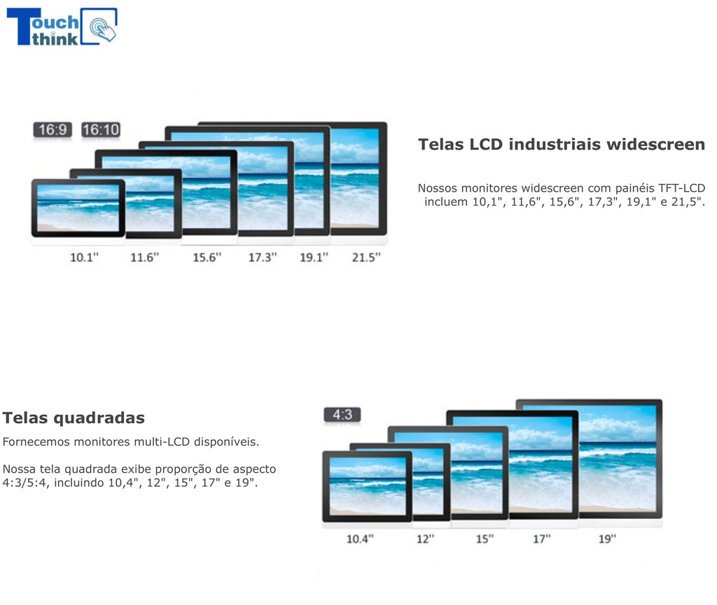 Touch Think Monitor Industrial 21.5" LCD IP65 True Flat Capacitive Touch Screen TPC215-M41 - tienda online