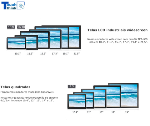 Touch Think Monitor Industrial 21.5" LCD IP65 True Flat Capacitive Touch Screen TPC215-M41 - online store