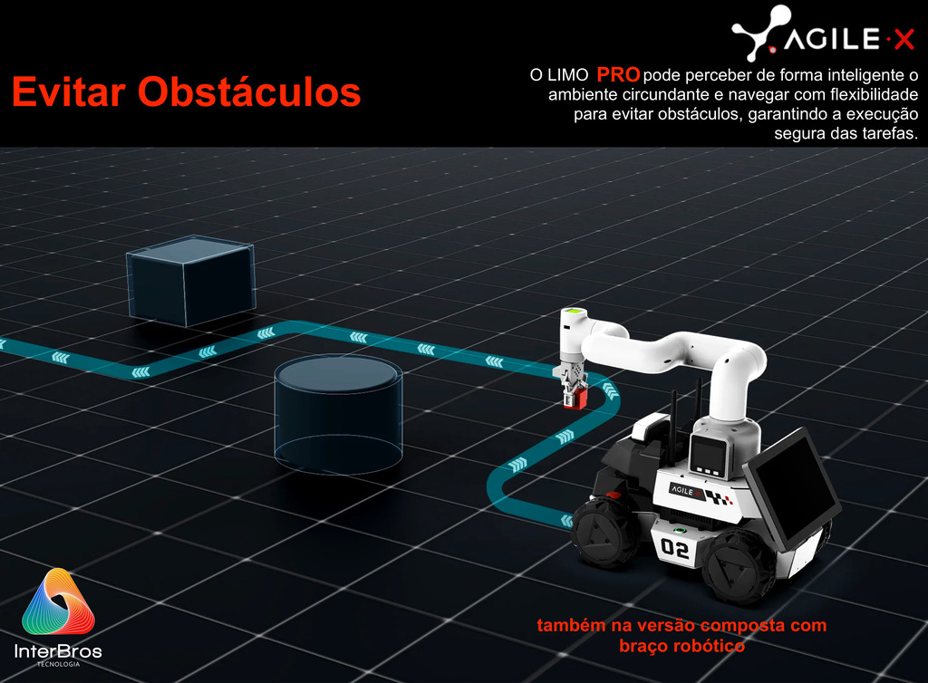 Imagem do Agilex LIMO , Open-Source Mobile Robot (ROS compatible) , Autonomous 4X4 Mobile Robot , Artificial Intelligence , Educacional , Pesquisa , Competição , +12 anos