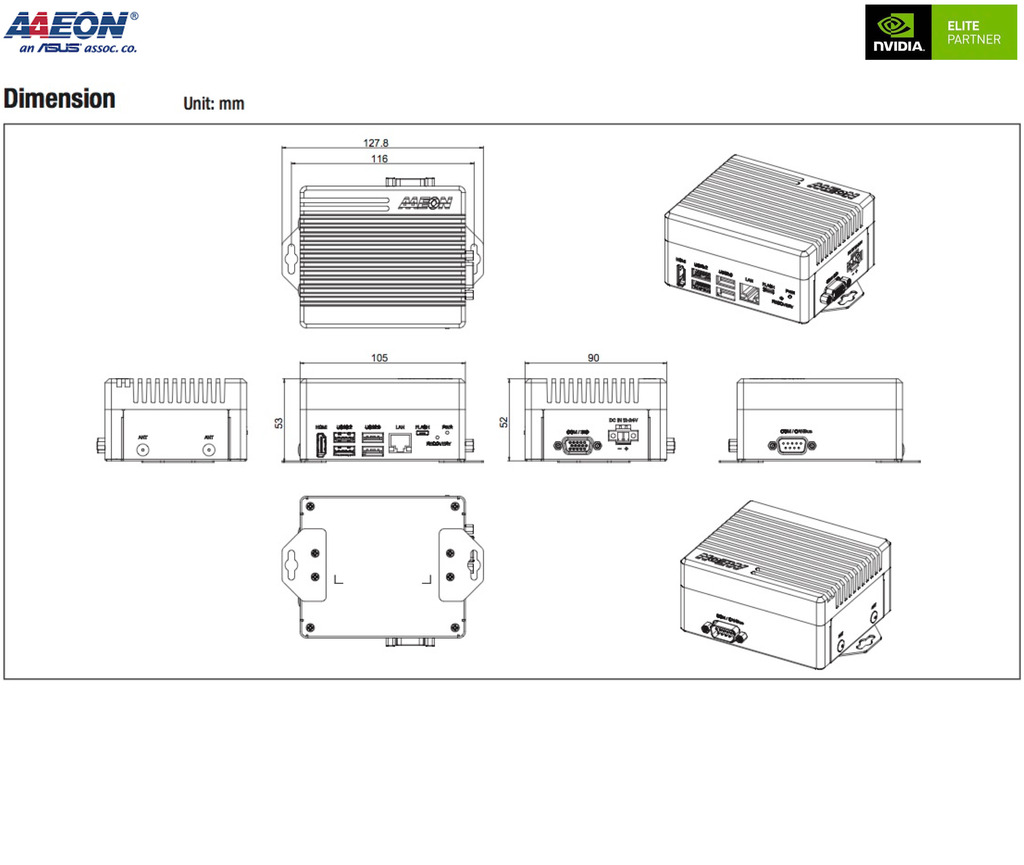 Imagem do AAEON ASUS BOXER-8621AI , Computador Industrial , NVIDIA® Jetson Orin(TM) Nano 4GB