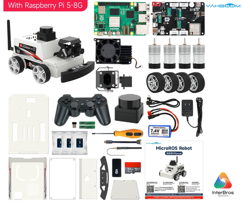 Yahboom MicroROS-Pi5 ROS2 Robot Car for Raspberry Pi 5 8GB , ROS2-HUMBLE + Python3 , Autonomous Driving LiDAR , Stem Education Project - loja online