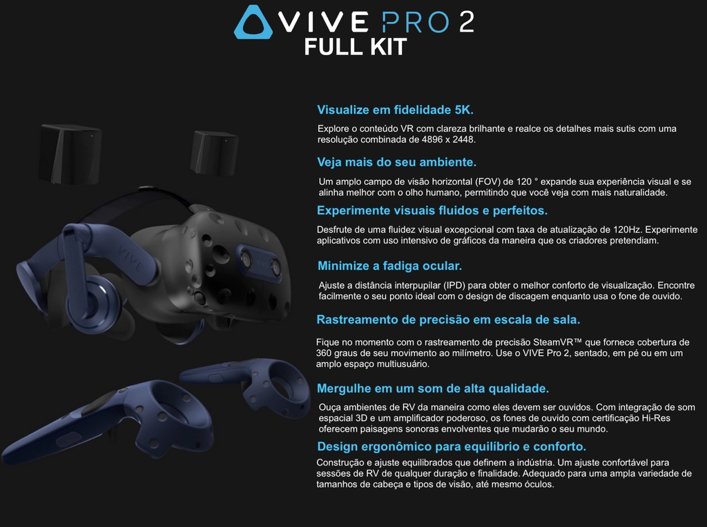 HTC VIVE Pro 2 Full Kit 99HASZ000-00 - loja online