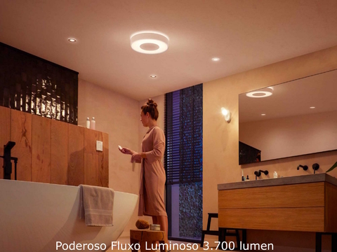 Philips Hue White & Color Ambiance Xamento Large l Bathroom Smart Ceiling l Luminária de Teto Inteligente Grande l Feita para Banheiros l A Prova D' Água l WiFi e Bluetooth l Alto Fluxo Luminoso 3.700 lumen l LED Integrado l Compatível com Alexa, Apple Homekit & Google Assistant l Requer Hue(TM) Bridge - Loja do Jangão - InterBros