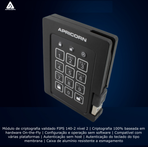 Image of Apricorn Aegis 2 TB Padlock | SSD Portátil | USB 3.0 Robusto | Aegis Padlock FIPS 140-2 256-Bits | Criptografia de Grau Militar
