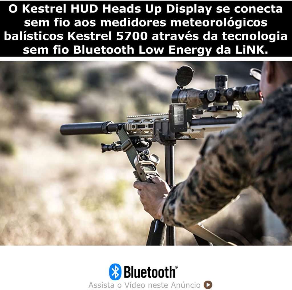 Kestrel Balístico 5700 Bluetooth Elite Calculadora Balística+ Kestrel HUD Heads Up Display 2.5" Bluetooth com Controle Remoto - Loja do Jangão - InterBros