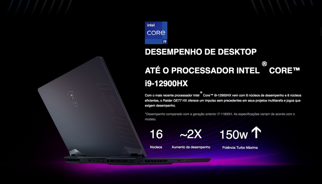 Imagem do MSI 17.3" Raider GE77 HX Gaming Laptop l 16 Cores CPU l Meta Universe Ready l Cooler Booster 5 l 1.5 - 5.0 GHz Intel® Core(TM) i9-12900 HX (12th Gen) l 17.3" 2560 x 1440 240 Hz QHD Display l 32GB DDR5 RAM | 1TB NVMe SSD Gen4x4 l NVIDIA GeForce RTX 3080 Ti (16GB GDDR6) l Windows 11 Pro l 12UHS-082