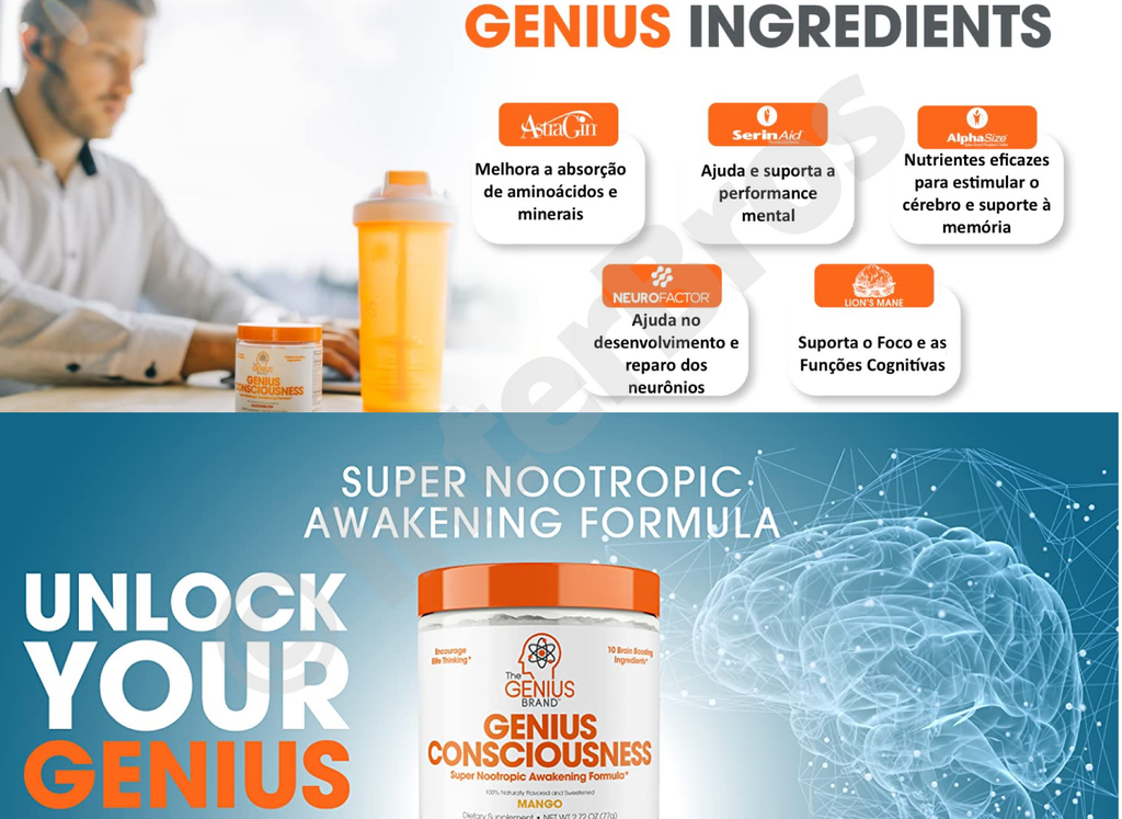 Genius Consciousness Suplemento Alimentar de Cogumelos Lion's Mane (Juba de Leão) Super Nootrópico 79 gramas on internet
