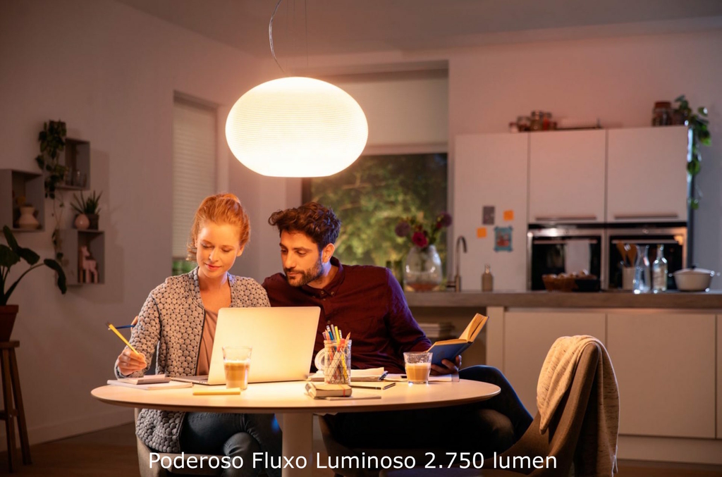 Philips Hue White & Color Ambiance Flourish Pendant Light l 2ª Geração l Luminária Pendente Inteligente l Bluetooth e WiFi l Alto Fluxo Luminoso 2.750 lumen l LED Integrado l Compatível com Alexa, Apple Homekit & Google Assistant | Funciona com Bluetooth e/ou com a Hue Bridge na internet