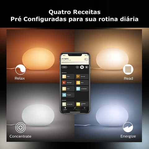 Philips Hue White & Color Ambiance Flourish Table Light l 2ª Geração l Luminária de Mesa Inteligente l Bluetooth e WiFi l Compatível com Alexa, Apple Homekit & Google Assistant | Funciona com Bluetooth e/ou com a Hue Bridge - loja online