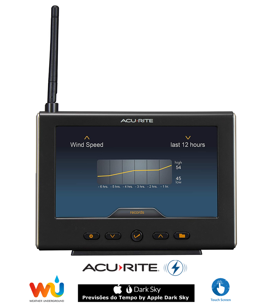 AcuRite 5-in-1 Estação Meteorológica Display Touch Screen de Alta Definição Sensor Raios Previsões by Dark Sky Compatível com Weather Underground WiFi