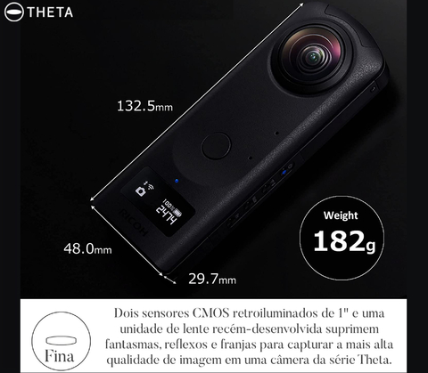 Image of RICOH THETA Z1 51GB Câmera 360° l Dois sensores CMOS retroiluminados de 1,0 polegadas l Memória interna de 51 GB l Imagens de 23 MP l Vídeo 4K com estabilização de imagem l HDR, transferência sem fio de alta velocidade