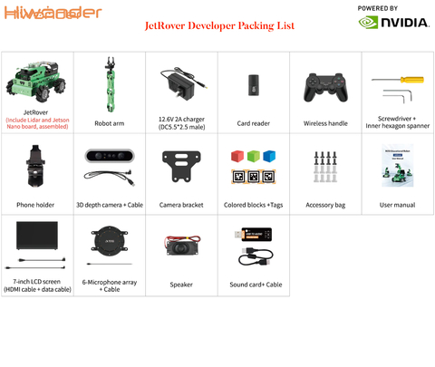 HIWONDER JetRover ROS Robot Car Developer Kit with Vision Robotic Arm Powered by NVIDIA Jetson Nano Support SLAM Mapping/ Navigation/ Python - Loja do Jangão - InterBros