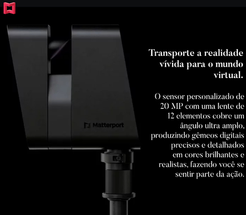 Image of Matterport MC300 Pro3 3D Digital Camera l Lidar Scanner l 134.2 megapixels l < 20 segundos por scan l para Criar experiências profissionais de Tour Virtual em 3D com visualizações 360º l Fotografia 4K de espaços internos e externos com precisão confiável l iOS & Android