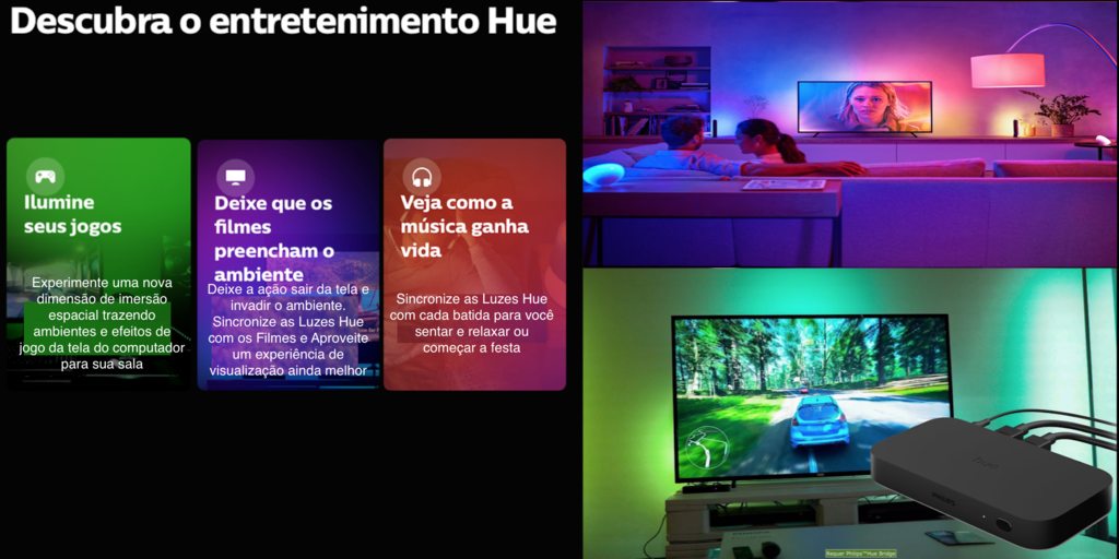 Philips Hue Play Gradient Lightstrip 55" + Hue Hdmi Sync Box TVs de 55" até 60" - comprar online