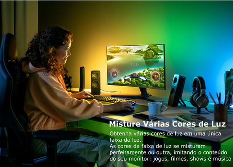 Imagem do Philips Hue Play Gradient Lightstrip l Fita de LED Para Monitores PC e Mac 24" até 27"