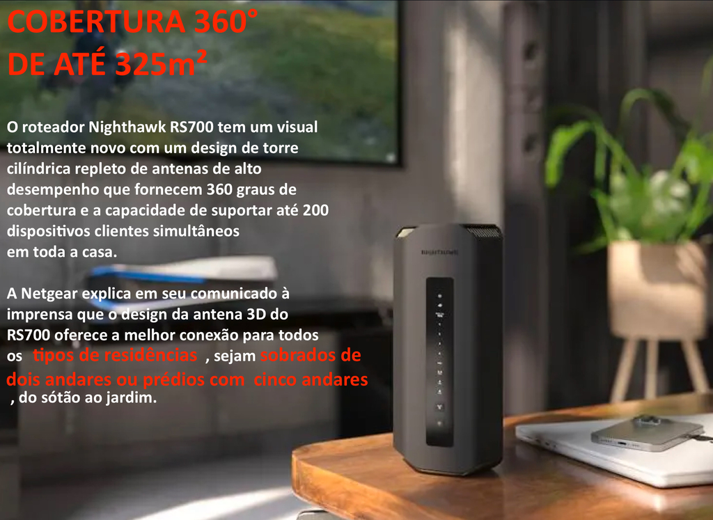 Netgear Nighthawk RS700 Tri-band Wifi 7 19 Gbps 360° 325m² - loja online