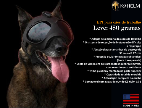 K9 Helm CS-1 GoggleHelm Covert Series Headgear , Dogs Helmet , Capacete Tático para Cães - loja online